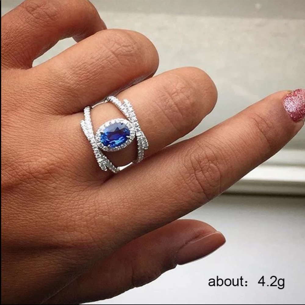 New Women’s Party 925 Silver Sapphire Ring 💍 - Picture 5 of 5
